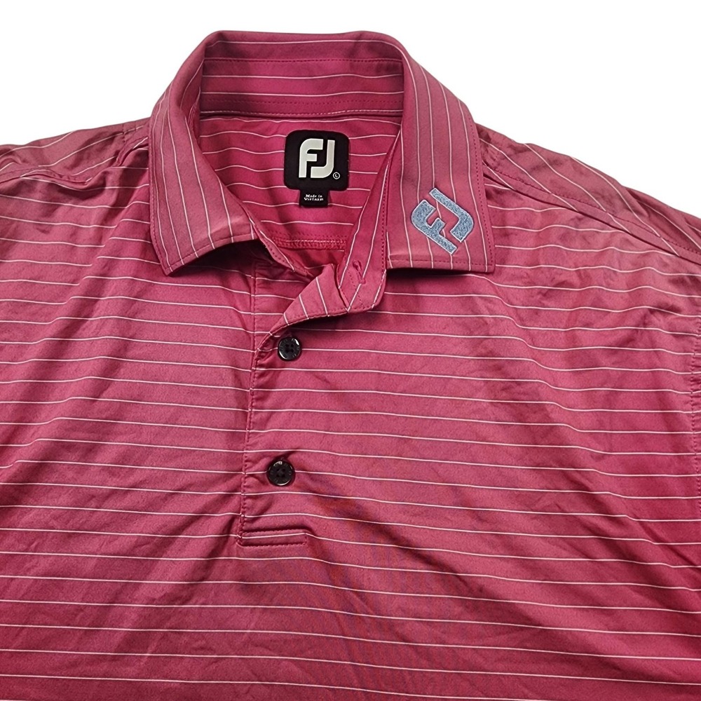FootJoy Mens Large Pink Striped Stretch Golf Polo Shirt
